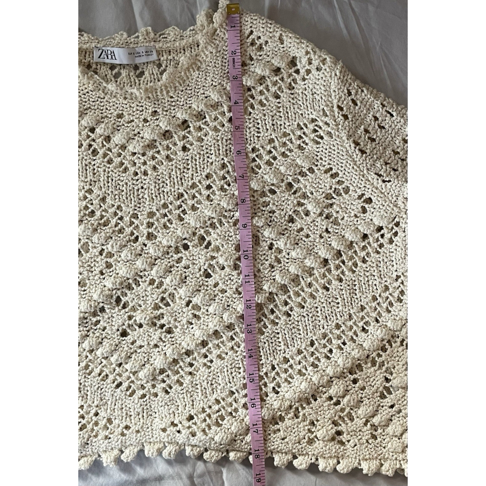 Zara Textured Knit Sweater Cream Small - Picture 9 of 9